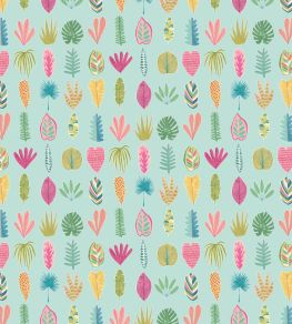 Leaf Boogie Wallpaper by Ohpopsi Aqua & Raspberry Leaf Boogie Wallpaper by Ohpopsi Aqua & Raspberry