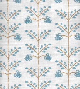 Leaf Trellis Fabric by Kate Medlicott Antique Blue