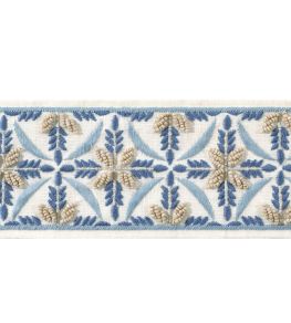 Leila Tape Trimming by Thibaut Stone and Blue Leila Tape Trimming by Thibaut Stone and Blue