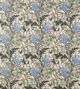 Lent Lily Embroidery Fabric by Morris & Co Forest/Cornflower Blue Lent Lily Embroidery Fabric by Morris & Co Forest/Cornflower Blue