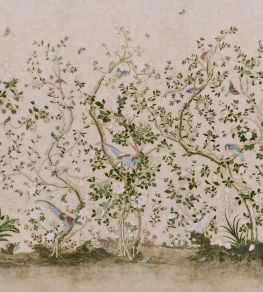 Les Oiseaux Panel Set Mural by Schumacher Parchment Les Oiseaux Panel Set Mural by Schumacher Parchment