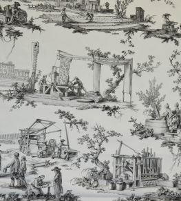 Les Travaux De La Manufacture Fabric by Casal Gris Les Travaux De La Manufacture Fabric by Casal Gris