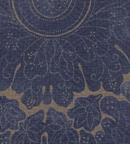 Nantes Overdye Fabric by Lewis & Wood Indigo/Salmon