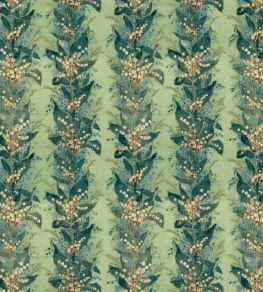 Lily Stripe Fabric by Zoffany Archive Green Lily Stripe Fabric by Zoffany Archive Green