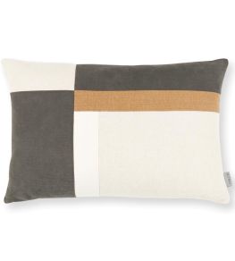 Linara Patchwork Cushion 60 x 40cm by Romo Charcoal Linara Patchwork Cushion 60 x 40cm by Romo Charcoal