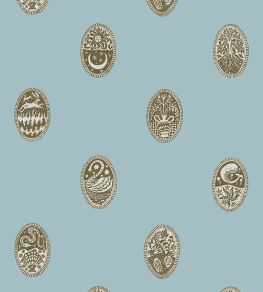 Linear Cameos Wallpaper by Josephine Munsey Cobber Spruce and Dew Linear Cameos Wallpaper by Josephine Munsey Cobber Spruce and Dew