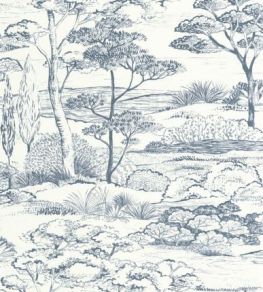 Littoral Wallpaper by Casadeco Bleu Orage Littoral Wallpaper by Casadeco Bleu Orage