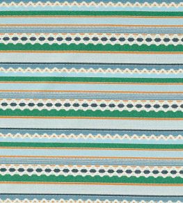 Lock Stitch Fabric by Scion Cornflower/Jade/Apricot