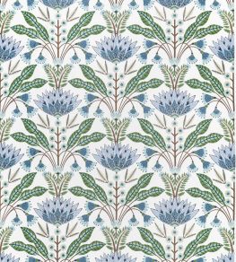 Lotus Fabric by Thibaut Blue and Green