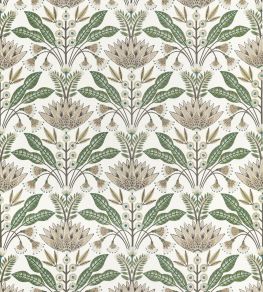 Lotus Fabric by Thibaut Green and Beige