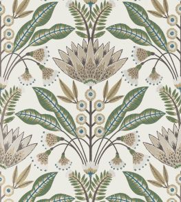 Lotus Wallpaper by Thibaut Green and Beige Lotus Wallpaper by Thibaut Green and Beige