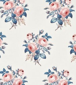 Loudon Rose Fabric by Schumacher Rose & Blue Loudon Rose Fabric by Schumacher Rose & Blue