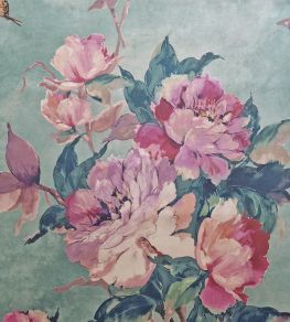 Madama Butterfly Wallpaper by 1838 Wallcoverings Teal Madama Butterfly Wallpaper by 1838 Wallcoverings Teal