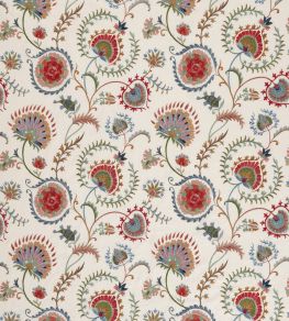 Mandana Fabric by Nina Campbell Blue/Ruby/Ivory Mandana Fabric by Nina Campbell Blue/Ruby/Ivory