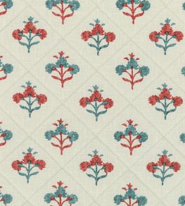 Marwell Fabric by Baker Lifestyle Aqua / Red Marwell Fabric by Baker Lifestyle Aqua / Red