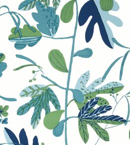 Matisse Leaf Wallpaper by Thibaut Green and Blue Matisse Leaf Wallpaper by Thibaut Green and Blue