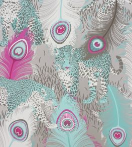 Leopardo Wallpaper by Matthew Williamson Metallic Gilver/Jade/Cerise