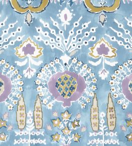 Mendoza Suzani Wallpaper by Thibaut French Blue and Lavender