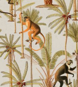 Barbados Wallpaper by MINDTHEGAP Green,Orange,Taupe