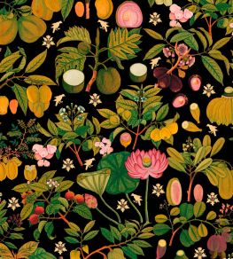 Asian Fruits And Flowers Wallpaper by MINDTHEGAP Anthracite Asian Fruits And Flowers Wallpaper by MINDTHEGAP Anthracite