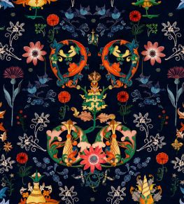 Transylvania Folk Wallpaper by MINDTHEGAP Blue, Red, Yellow