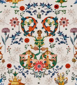 Transylvania Folk Wallpaper by MINDTHEGAP White, Blue Transylvania Folk Wallpaper by MINDTHEGAP White, Blue