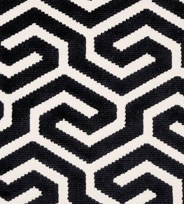 Ming Fret Velvet Fabric by Schumacher Black