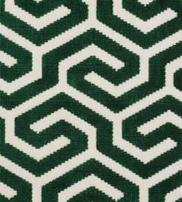 Ming Fret Velvet Fabric by Schumacher Emerald Ming Fret Velvet Fabric by Schumacher Emerald