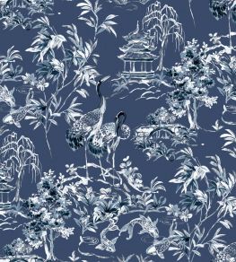Ming Pagoda Wallpaper by Coordonne Navy