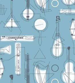 Concert Wallpaper by Mini Moderns Chalkhill Blue Concert Wallpaper by Mini Moderns Chalkhill Blue