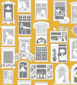 One Day Wallpaper by Mini Moderns Mustard One Day Wallpaper by Mini Moderns Mustard