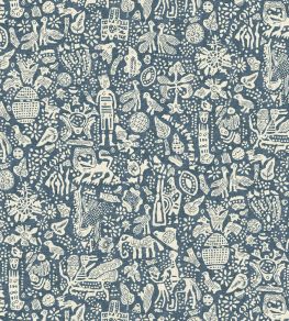 Minna Maze Fabric by Lewis & Wood Marmara Minna Maze Fabric by Lewis & Wood Marmara