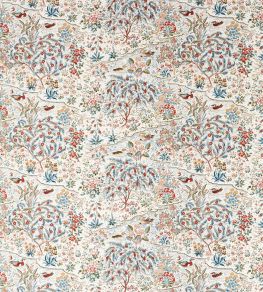 Moat Birds Fabric by Sanderson Blue Clay/Mallow