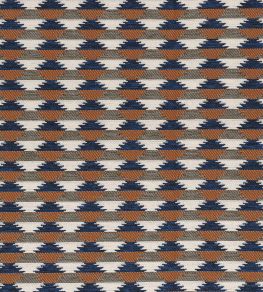Moki Fabric by Casamance Bleu Orange Brule Moki Fabric by Casamance Bleu Orange Brule