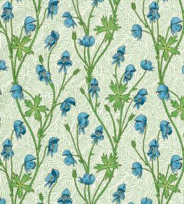 Monkshood Fabric by Morris & Co Cobalt/Goblin Green Monkshood Fabric by Morris & Co Cobalt/Goblin Green