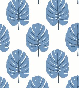 Monstera Wallpaper by Thibaut Blue Monstera Wallpaper by Thibaut Blue