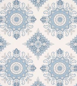 Montecito Medallion Wallpaper by Schumacher China Blue Montecito Medallion Wallpaper by Schumacher China Blue