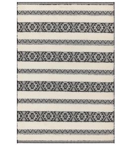 Monty Stripe Rug by Asiatic Black Cream