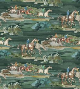 Morning Gallop Wallpaper by Mulberry Home Teal Morning Gallop Wallpaper by Mulberry Home Teal