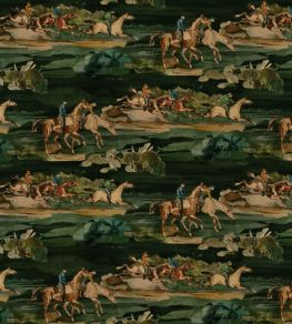 Morning Gallop Velvet Fabric by Mulberry Home Teal Morning Gallop Velvet Fabric by Mulberry Home Teal