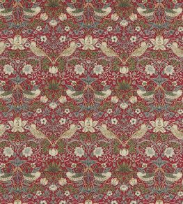 Strawberry Thief Fabric by Morris & co Crimson/Slate