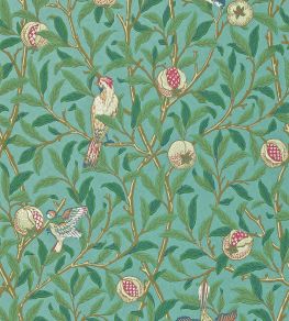 Bird & Pomegranate Wallpaper by Morris & Co Turquoise/Coral Bird & Pomegranate Wallpaper by Morris & Co Turquoise/Coral
