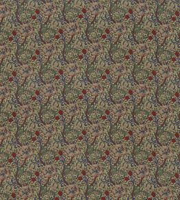 Golden Lily Minor Fabric by Morris & Co Biscuit/Indigo Red