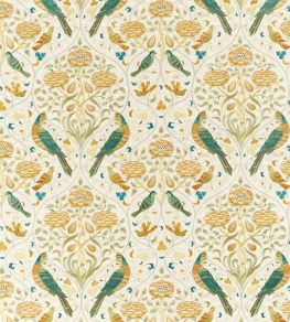 Seasons By May Embroidery Fabric by Morris & Co Sea Glass / Brick Seasons By May Embroidery Fabric by Morris & Co Sea Glass / Brick