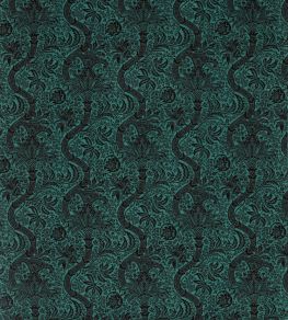 Indian Flock Velvet Fabric by Morris & Co Cerulean/Walnut