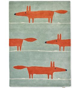 Mr Fox Rug by Scion Mint/Poppy