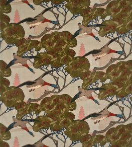 Flying Ducks Velvet Fabric by Mulberry Home Sky Flying Ducks Velvet Fabric by Mulberry Home Sky