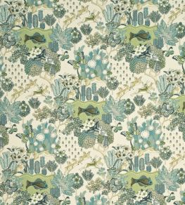 Glendale Fabric by Mulberry Home Teal/Leaf Glendale Fabric by Mulberry Home Teal/Leaf