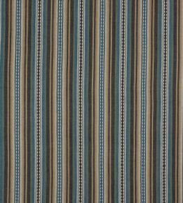 Dalton Stripe Fabric by Mulberry Home Indigo/Teal