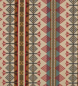 Saddle Blanket Fabric by Mulberry Home Indigo/Red